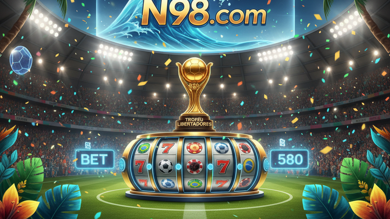 Troféu da Copa Libertadores em um estádio iluminado à noite